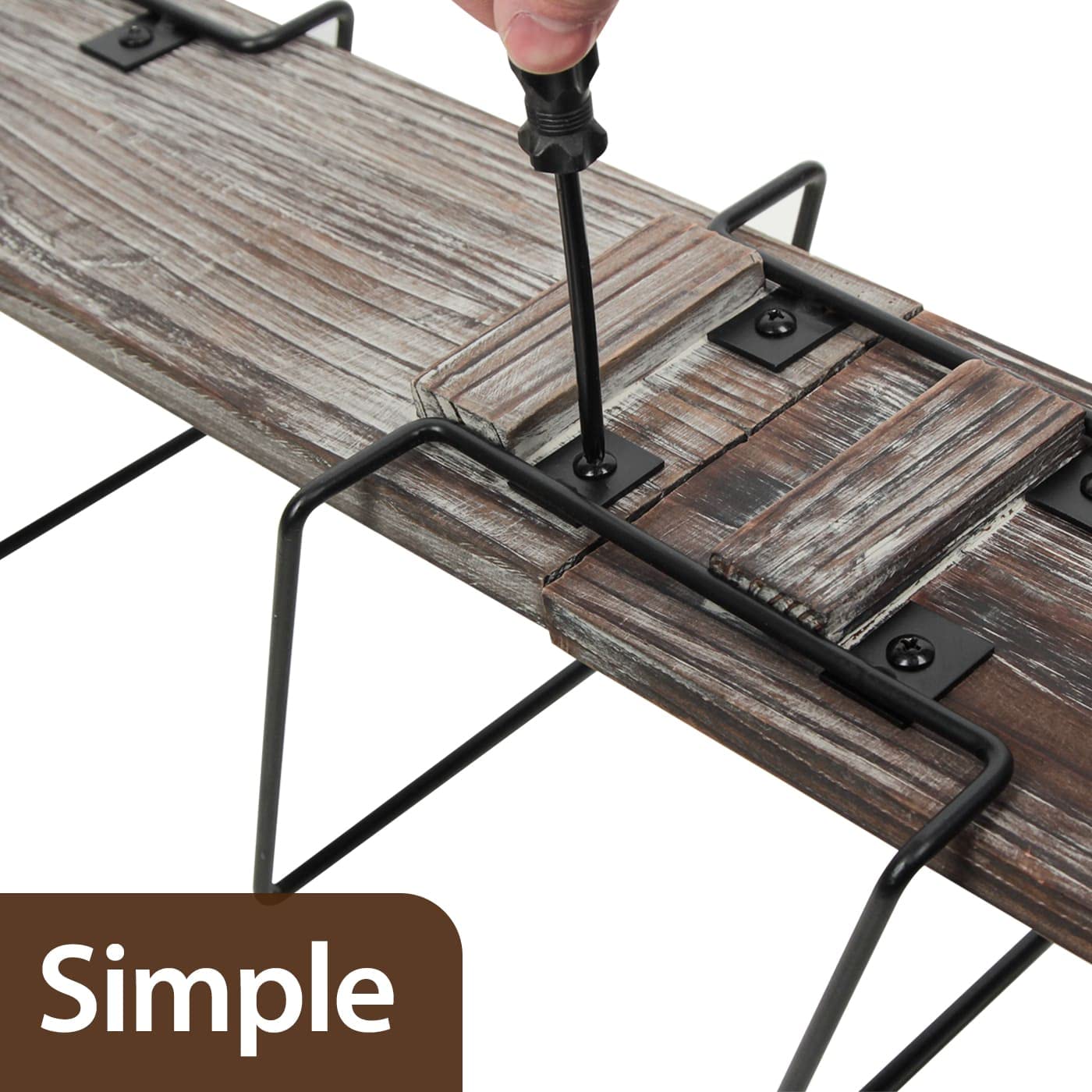 J Jackcube Design Wall Mount Rustic Wood And Metal Towel Rack 6 Tier Shelf Holder For Shower & Hand Towels For Bathroom Hanging